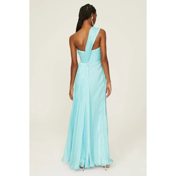 Badgley Mischka Blue Draped One-Shoulder Evening Gown – Women’s Size 8 - Picture 2 of 10